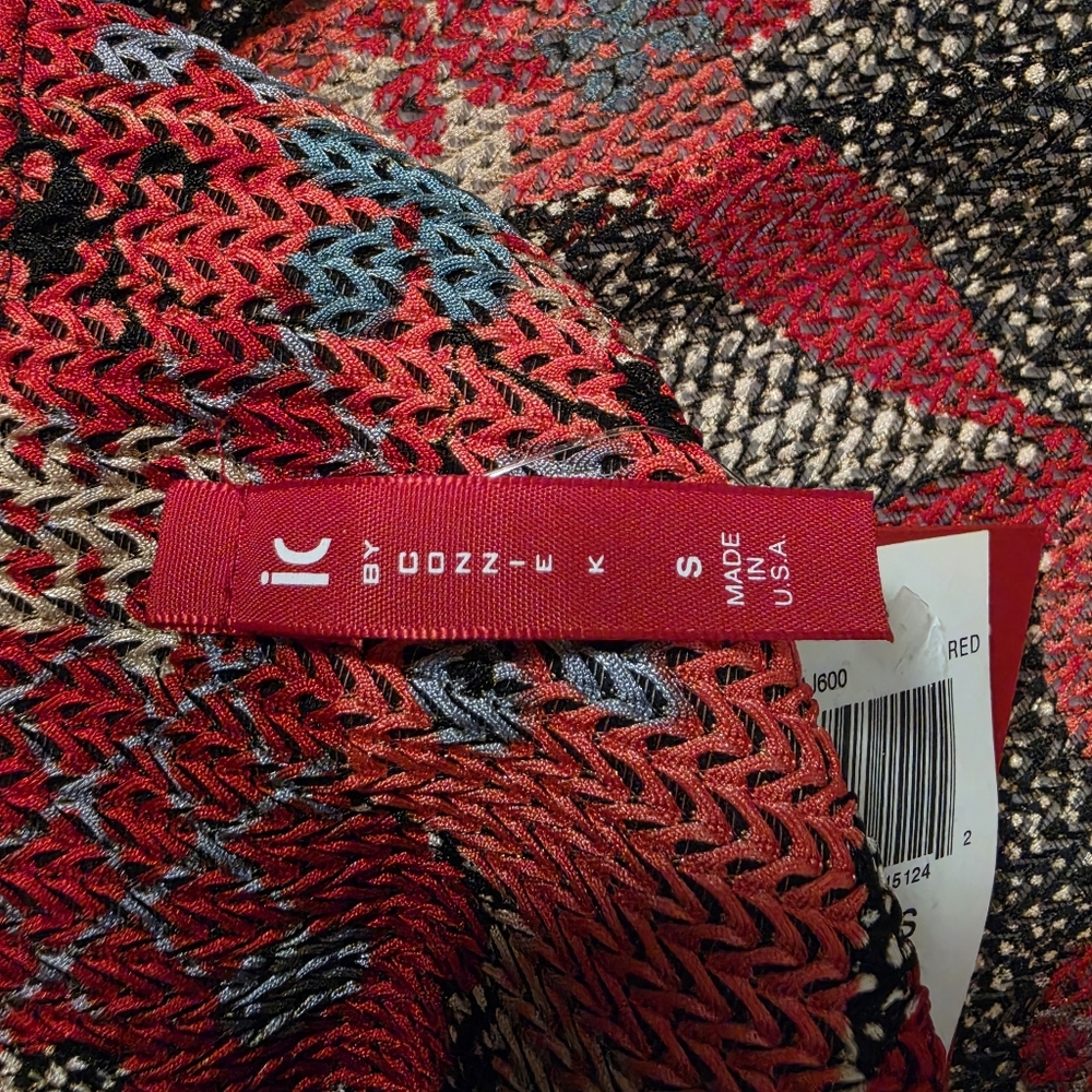 IC By Connie K Collection Jacket Red Floral Knitted Jacquard Kimono sz S - Picture 14 of 14